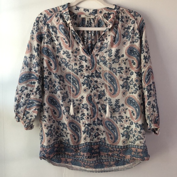 MADEWELL • Cotton and Silk Camelia Tassel Top in Flora Paisley - Picture 2 of 7